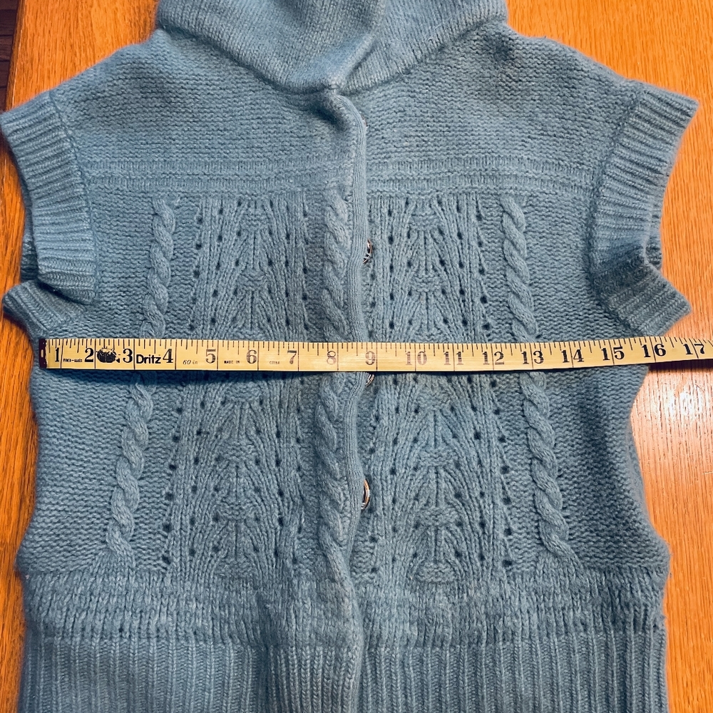 Women's Teal Button Up Woolen Angora Sweater w/ Pockets By Free People sz. Small - Picture 15 of 16
